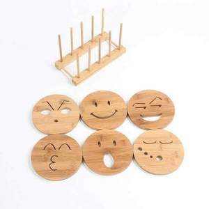 Dessous de verre carrés en bois écologiques en forme de biscuit pour boissons café thé liège ardoise sous-verres en gros personnalisé Logo personnalisé - Product Image 3