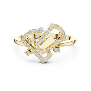 แหวนเพชรทรงกลมสีเหลืองทอง 14K สำหรับผู้หญิง |   ชุดลำลองประจำวัน |   เพชรที่เพาะเลี้ยงใหม่ - Product Image 1