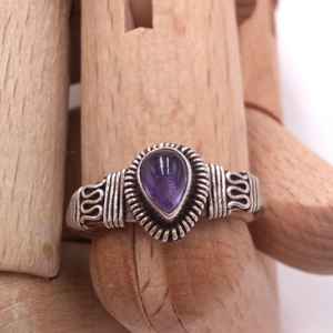 Vintage Women's Amethyst Ring Pear Cut Solid 925 Sterling <b>Silver</b> <b>Wedding</b> Engagement <b>Band</b> Wholesale Jewelry - Product Image 1