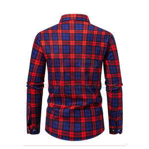 Último diseño Unisex manga larga logotipo personalizado cuadros hombres franela camisas algodón Spandex venta al por mayor hombres camisa Streetwear - Product Image 2