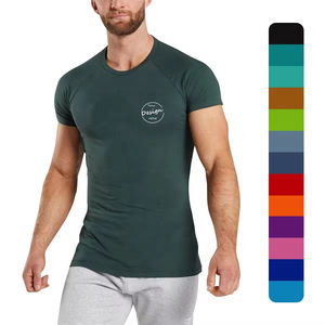 Vêtements de gym personnalisés pour hommes, t-shirts de fitness à séchage rapide pour hommes, hauts de sport de compression, t-shirts à manches raglan pour hommes - Product Image 1