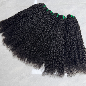 Pixie Curly Human Hair Bundles Natural Black Soft Tight Curls Double Weft Full Ends Hair Extensions For <b>Sew</b> In - Product Image 2
