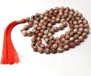 Comprar hecho a mano artista indio bohemio 6 mm Rosa Rodocrosita 108 anudado Mala cuentas de oración 108 collar de cuentas para regalos fiestas - Product Image 1