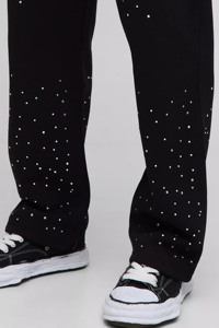 Dernier modèle de sweat à capuche et jogging personnalisés surdimensionnés avec strass zippés Survêtement respirant en coton mélangé avec strass - Product Image 6