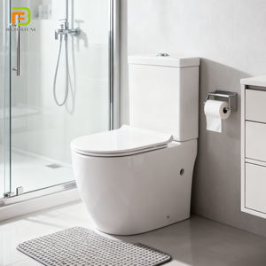 Vente flash : Sanitaires, toilettes à double chasse, à poser au sol, à chasse d'eau, toilettes rondes, salle de bain, hôtel, céramique, sans bride, toilettes en deux parties - Product Image 2