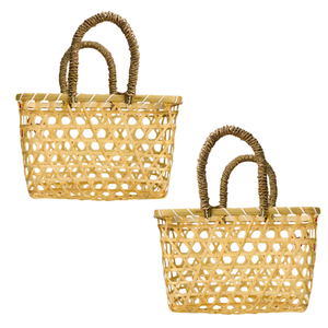 Panier-cadeau en bambou durable avec herbe de mer, paniers-cadeaux élégants faits à la main, panier-cadeau écologique, best-seller - Product Image 1