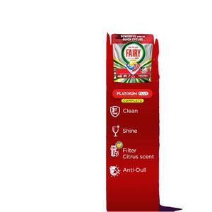 Pastillas para lavavajillas Fairy Platinum Plus Complete All In One, aroma cítrico, 192 pastillas, nuestra mejor limpieza para un estado impecable como nuevo, elimina - Product Image 1