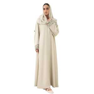 Vêtements islamiques élégants en gros, jilbab, niqab, burqa, kaftan, prière, robe longue musulmane de couleur unie avec hijab - Product Image 1
