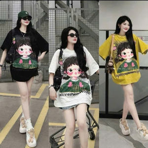 Camiseta de mujer, venta al por mayor, alta calidad, entrega rápida, compra de dibujos animados, embalaje personalizado informal, hecho en Vietnam, fabricante - Product Image 1