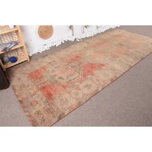 Alfombra turca Vintage, diseño de retazos naranja verde, felpa de lana de 4,7x11,1 pies con respaldo de látex para decoraciones de sala de estar - Product Image 2