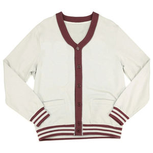 Suéter de punto con cuello en V universitario con logotipo bordado personalizado Botón de punto de manga larga de invierno decorado - Product Image 1