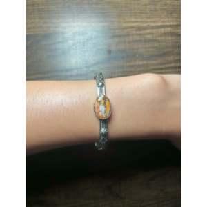 Navajo Handmade Mohave Turquoise & Sterling <b>Silver</b> Fashion <b>Cuff</b> <b>Bracelet</b> - Product Image 5