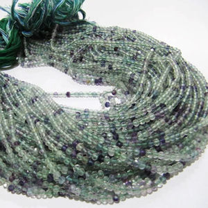 Cuentas multicolores de fluorita natural, cuentas facetadas de 3mm con forma de rondelle de fluorita, cuentas verdes, cuentas moradas - Product Image 1