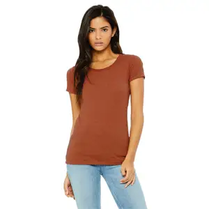 T-shirt da donna a manica corta Triblend da 40 3.8 once in argilla 50% 25% in poliestere pettinato e anello in cotone filato 25% Rayon