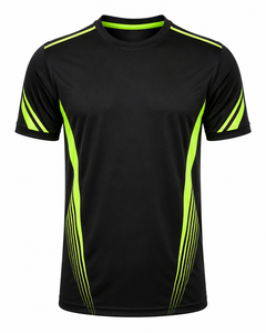 Maillot de football néon personnalisé noir et vert avec rayures lumineuses, respirant, uniforme d'équipe par sublimation, vente en gros - Product Image 1