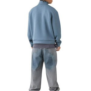 Sweat-shirt d'hiver en coton épais pour homme, idéal pour la gym, le fitness, le travail, le golf, avec fermeture éclair 1/4, en molleton, basique, OEM - Product Image 2