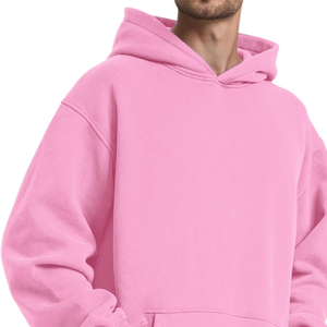 Sudaderas con capucha de algodón 100% de peso pesado personalizadas, Color rosa, desgastado, lavado ácido, diseño bordado, bolsillo económico - Product Image 4