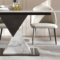 Échantillon italien conception Table à manger pour 6 8 ensemble de chaises pierre de marbre pour la salle à manger maison table à manger ronde de luxe moderne
