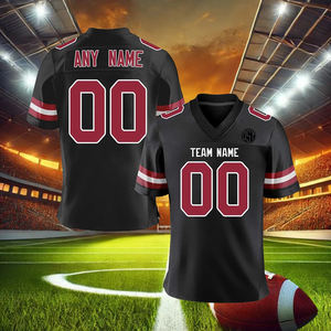 Black <b>Red</b> Custom <b>Men's</b> American Football Jersey Youth Kids Training <b>Shirts</b> Personalised Print Short Sleeve Breathable Feature - Product Image 6