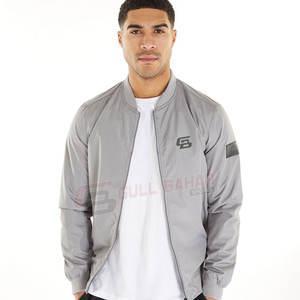 Blouson aviateur High Street à logo personnalisé pour hommes, coupe ajustée, col montant avec ceinture élastique et poches zippées - Product Image 1
