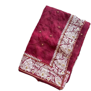 Karwa Chauth Special Red Color Multi Coding & Sequence Work Bride Maid Tela de seda de organza pura Saree de lujo a precio mayorista - Product Image 2