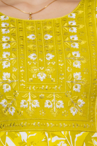 Vestido largo de calidad superior, bordado de secuencia, trabajo lateral, telar manual Dori, fabricante indio - Product Image 6