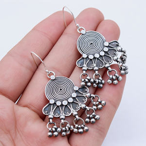 Pure 925 Sterling <b>Silver</b> Designer Shaped <b>Drop</b> Dangle <b>Earrings</b> Gift for Her Handmade <b>Silver</b> Jukma <b>Earrings</b> for Wholesale - Product Image 5