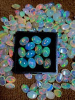 Opale blanche éthiopienne de qualité AA supérieure, naturelle, taille brillant, cabochon, authentique, en vrac, 5x7mm, 0,20-1 carat, avec jeu de couleurs/effet de feu, troisième niveau