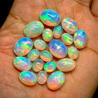AK Gems Lote de Ópalos Naturales de Rajastán, Forma Ovalada, Cabujón, Tamaños Variados, Excelente Calidad, Multifuego, Ideal para Joyería, Sueltos EO-08