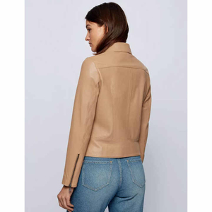 เสื้อแจ็คเก็ตหนังแกะผู้หญิงแบบใหม่ สัมผัสนุ่ม สวมใส่สบาย กันน้ำ ระบายอากาศ น้ำหนักมาก บริการ OEM ราคาขายดีที่สุด - Product Image 2