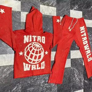 Survêtements pour hommes personnalisés avec strass, lavage à l'acide, délavé au soleil, impression 3D en relief, style vintage, survêtements délavés - Product Image 4