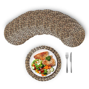 VietnamCrafts Set de 2 sets de table ronds réutilisables en bambou, jacinthe d'eau et jonc de mer, style campagnard, écologiques - TP2022 - Product Image 2