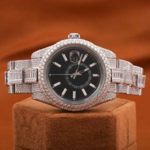 Último diseño Moissanite redondo corte brillante VVS claridad diamante helado hecho a mano personalizar Dial reloj de pulsera para hombres - Product Image 1