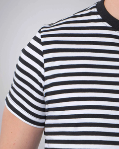 เสื้อยืดผู้ชายทรงปกติ ผ้าคอตตอน 100% น้ำหนักเบา 180 GSM แบบถัก ลายทาง ย้อมเส้นด้าย คอทรงโอ ผลิตโดย OEM  สามารถปรับแต่งโลโก้และป้ายได้ - Product Image 6