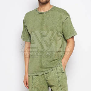 Camiseta Extra Grande de Color Sólido para Hombre, Lavado Ácido, Nuevo Diseño, Poliéster/Algodón de Alta Calidad, Transpirable y de Secado Rápido - Product Image 1