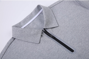 Custom Logo Embroidery Solid Polyester Unisex Slim Fit Short Sleeve Zipper Front for Shirts ODM Wholesale - Product Image 3