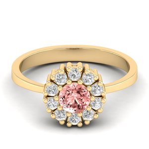 REYES 925 Sterling <b>Silver</b> GRA Certified VVS Moissanite Ring Round Brilliant Cut 0.5 Carat Morganite Gemstone Delicate Rings - Product Image 6