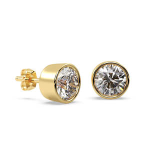 Pendientes de Diamantes con Engaste de Bisel en Oro Amarillo de 14 Quilates, 0.33 Quilates, Rango de Color H-I con Claridad SI2-SI3 - Product Image 2