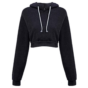 Qualité supérieure 100% coton femmes vêtements Logo personnalisé Street Wear fermer bas haut court à capuche pull Anti-rétrécissement récolte sweats à capuche - Product Image 6