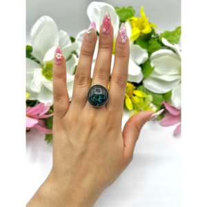 Navajo Handmade Blue <b>Moon</b> Turquoise & Sterling Silver <b>Ring</b> Cultural Collectible Jewelry Size 8.75 - Product Image 5