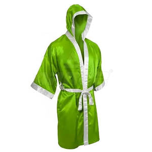 Custom <b>Boxing</b> <b>Robe</b> with Embroidered Logo and Hood Men's <b>Boxing</b> <b>Robe</b> with Contrast Trim and Comfortable Fit - Product Image 5