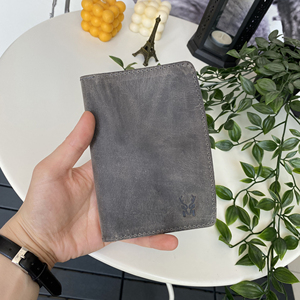 Design spécial portefeuille de voyage en cuir véritable 100% et couverture de passeport couleur grise-Fabriqué en Turquie - Product Image 4