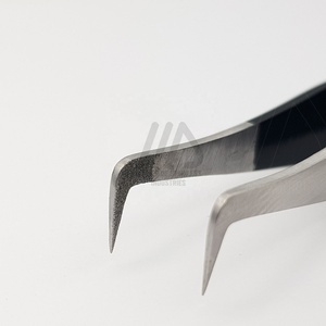 Pinzas para pestañas de polvo de diamante Premium Herramientas DE BELLEZA DE ACERO INOXIDABLE Puntas de volumen de fibra especial para extensión de pestañas postizas - Product Image 4