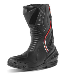 Bottes de moto à hauteur du genou pour hommes, noires, rouges, imperméables, en cuir véritable avec semelle intérieure en caoutchouc respirant pour l'hiver - Product Image 5