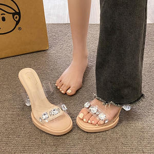 Sandales à talons hauts pour femmes de haute qualité, en cuir véritable, polyvalentes, confortables et décontractées - Product Image 3