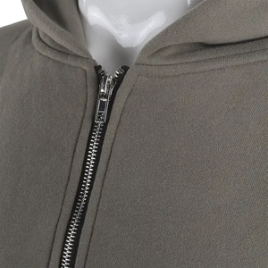 Sweat à capuche personnalisé gris vintage de haute qualité, sweat à capuche lourd délavé à l'acide avec double fermeture éclair pour hommes - Product Image 3