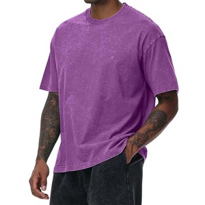 เสื้อยืดถักแบบปรับแต่งได้ 100% ผ้าฝ้าย/โพลีเอสเตอร์ สำหรับผู้ชาย คุณภาพสูง แขนสั้น ลายเรียบ ทรงโอเวอร์ไซส์ สไตล์วินเทจ ผ่านการซัก - Product Image 2