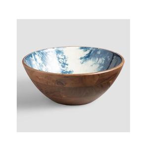 Quality <b>Enamel</b> Printed Handcrafted Wooden Serving <b>Bowl</b> for Salad Fruits with Utensils Eco-Friendly & Stylish Tableware <b>Bowl</b> - Product Image 5