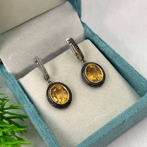 Boucles d'oreilles clous en citrine victorienne, argent sterling 925 plaqué or, bijoux faits à la main, pierre de naissance de novembre, cadeau de fête, vente en gros - Product Image 5