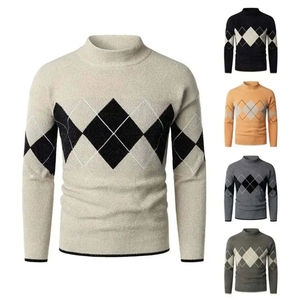Pull en tricot d'hiver personnalisé pour homme, best-seller, design haut de gamme, respirant, vêtements en tricot chauds, motif uni, vêtements d'hiver - Product Image 1